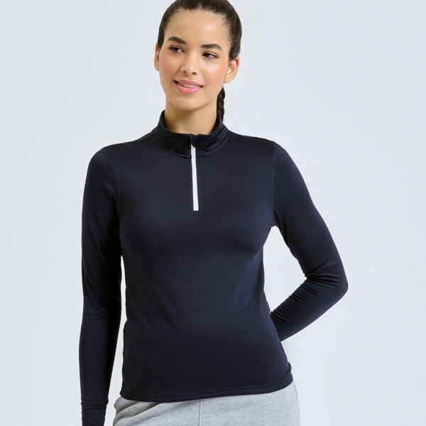 Women’s TriDri® recycled long sleeve brushed back ¼ zip top Thumbnail