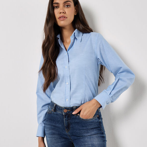 Kustom Kit Ladies Long Sleeve Tailored Workwear Oxford Shirt Thumbnail